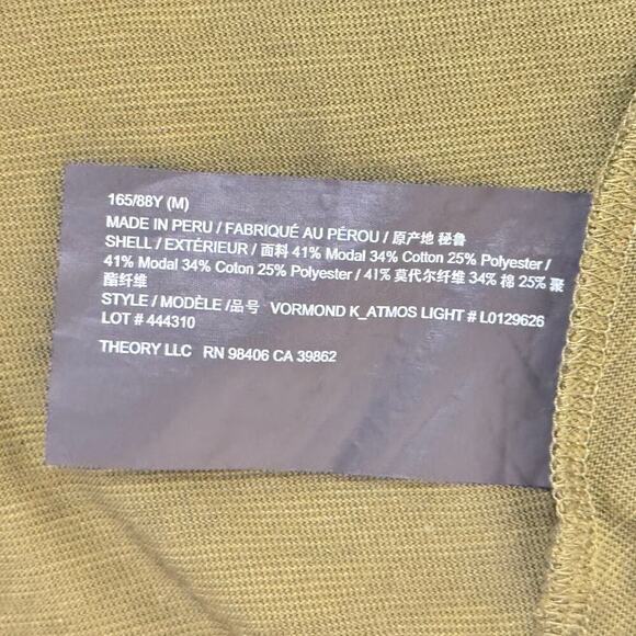 New Theory Vormond Knit Olive Green T-shirt Dress Elastic Tie Waist Women's M - Picture 11 of 13